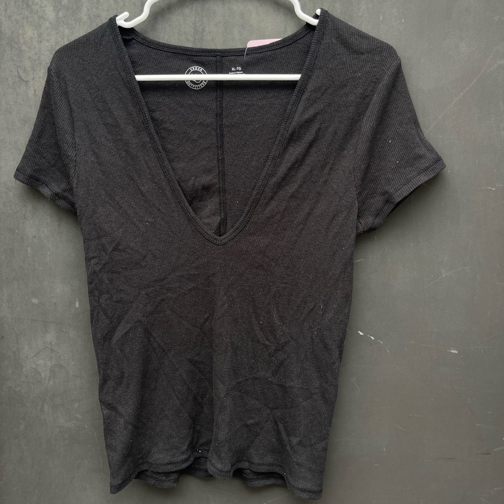 Urban Outfitters deep v-neck Fitted Ribbed T-Shirt